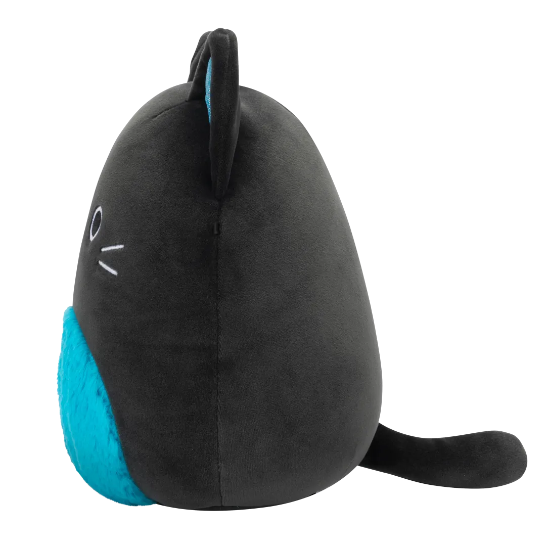 Squishmallows Eponine - Zwarte kat met neonblauwe pluizige buik en glinsterende oren, 20 cm - Image 3