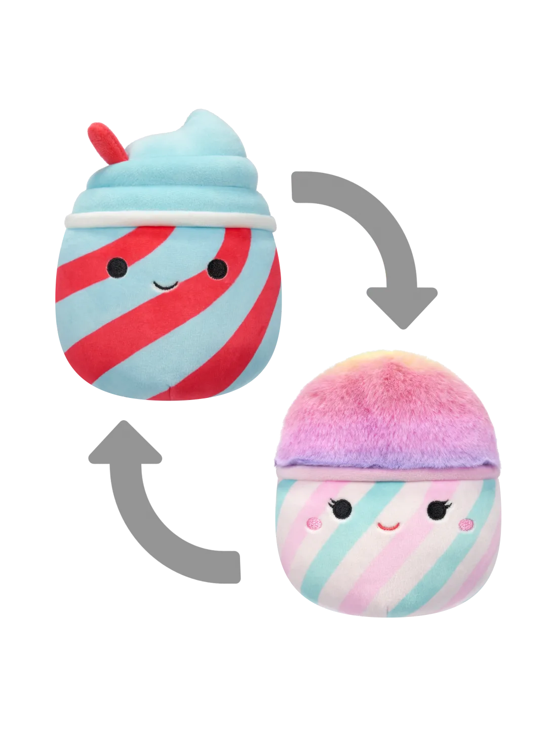 Squishmallows 2in1 Tucker de slushie/Bevin de suikerspin, 13 cm