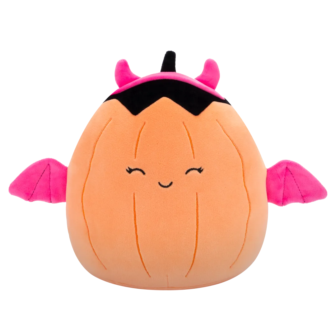 Squishmallows Margie - Pastel Oranje Pompoen in roze duivelskostuum, 20 cm