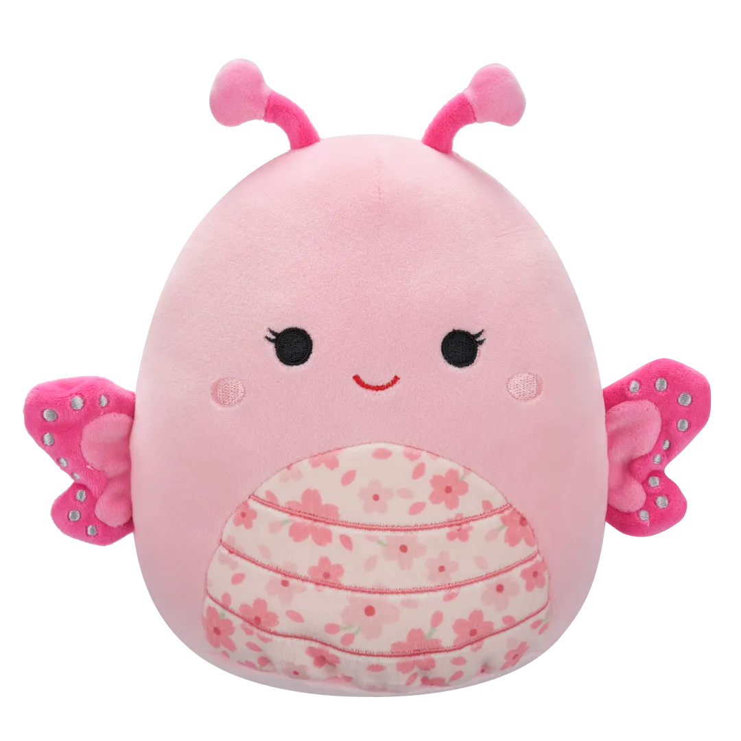 Squishmallows Mogo de roze vlinder met Japanse sierkers bloem buik, 20 cm