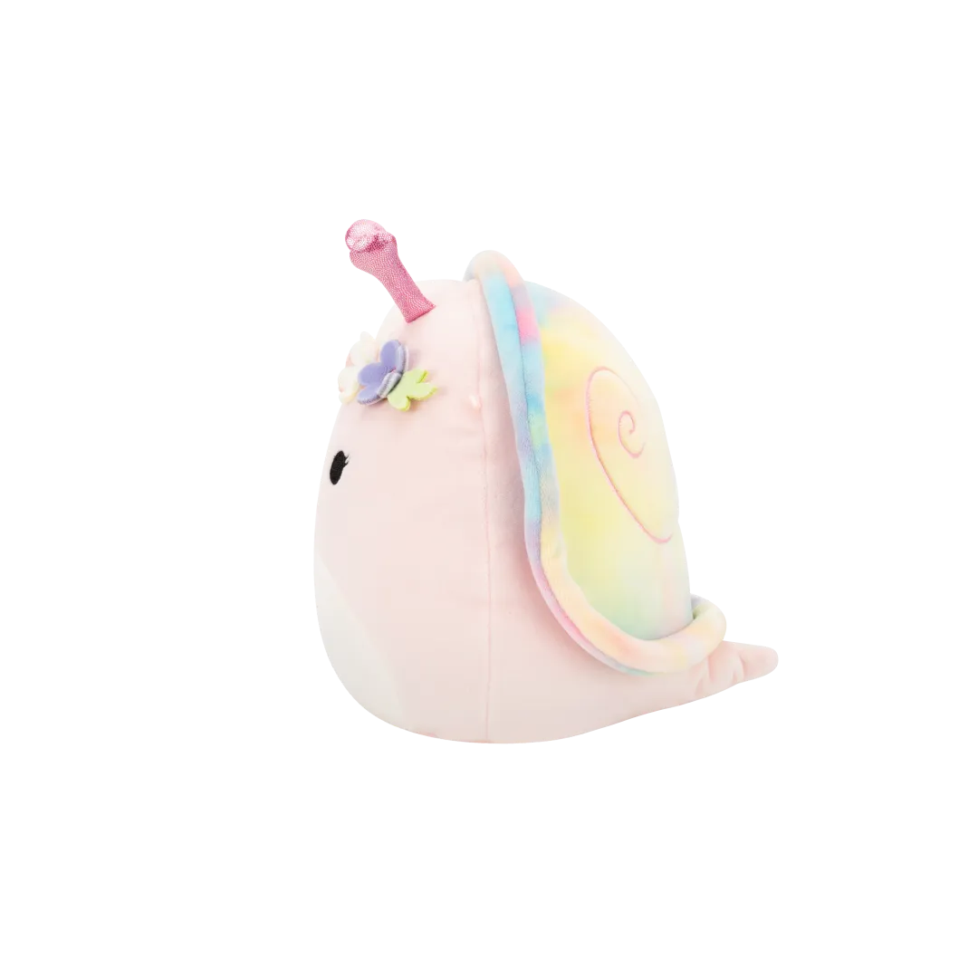 Squishmallows Silvina de roze slak met regenboogschelp en bloemenkroon, 20 cm - Image 4