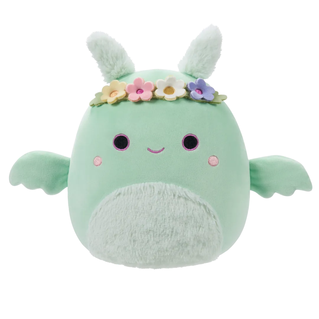 Squishmallows Tove de mintgroene mottenman met bloemenkroon en donzige buik, 20 cm
