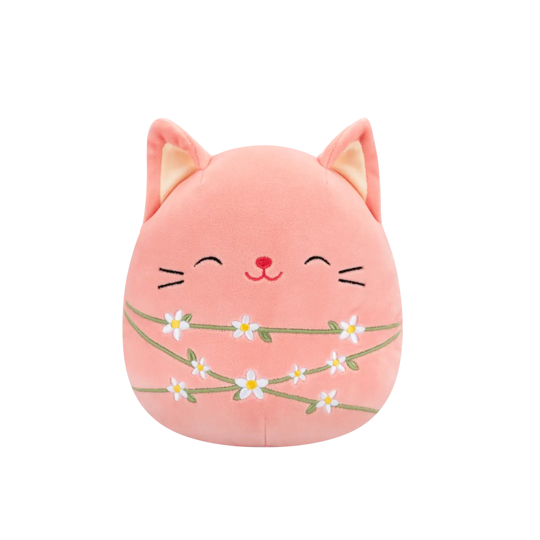 Squishmallows Wilka de perzikkat omwikkeld met bloemstelen, 20 cm