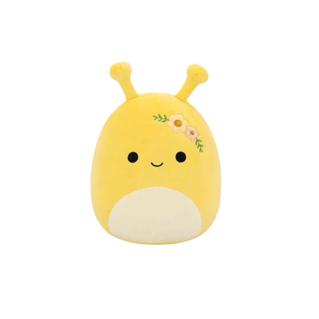 Squishmallows Zarina de gele bananenslak met bloemen, 20 cm