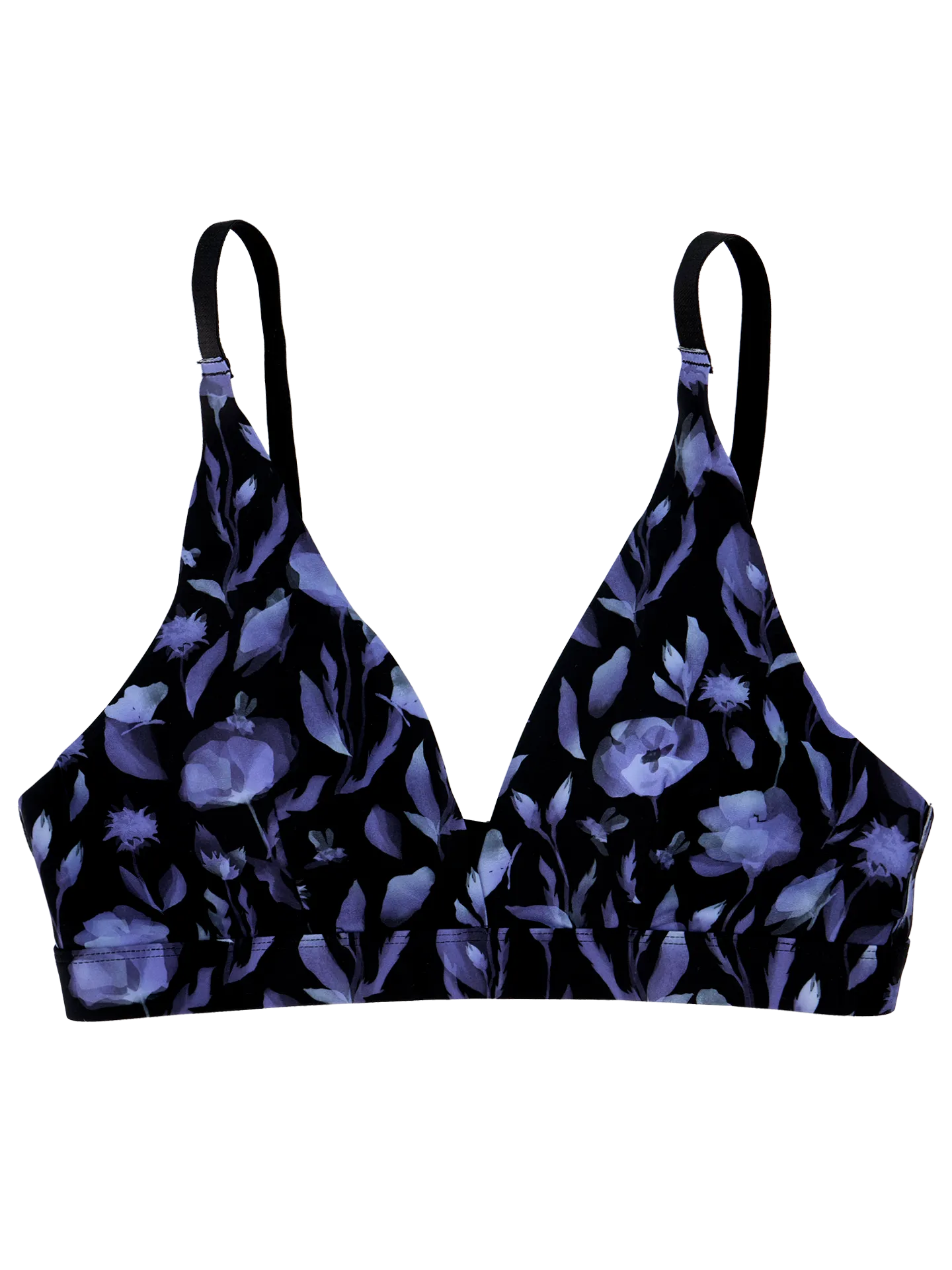 Naadloze driehoek-bralette voor dames Middernacht-klaproos
