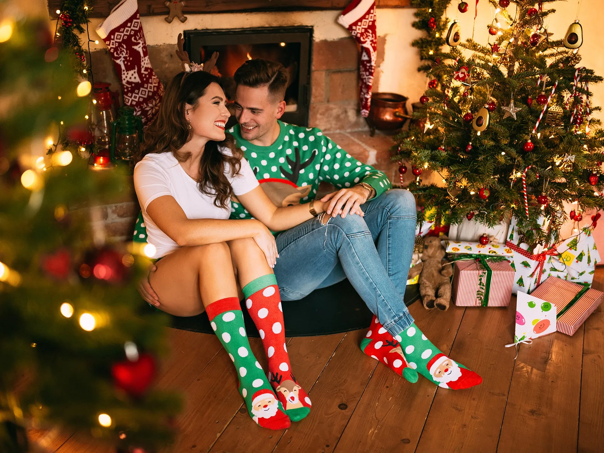 Vrolijke warme sokken Rendieren & Rudolph - Image 2