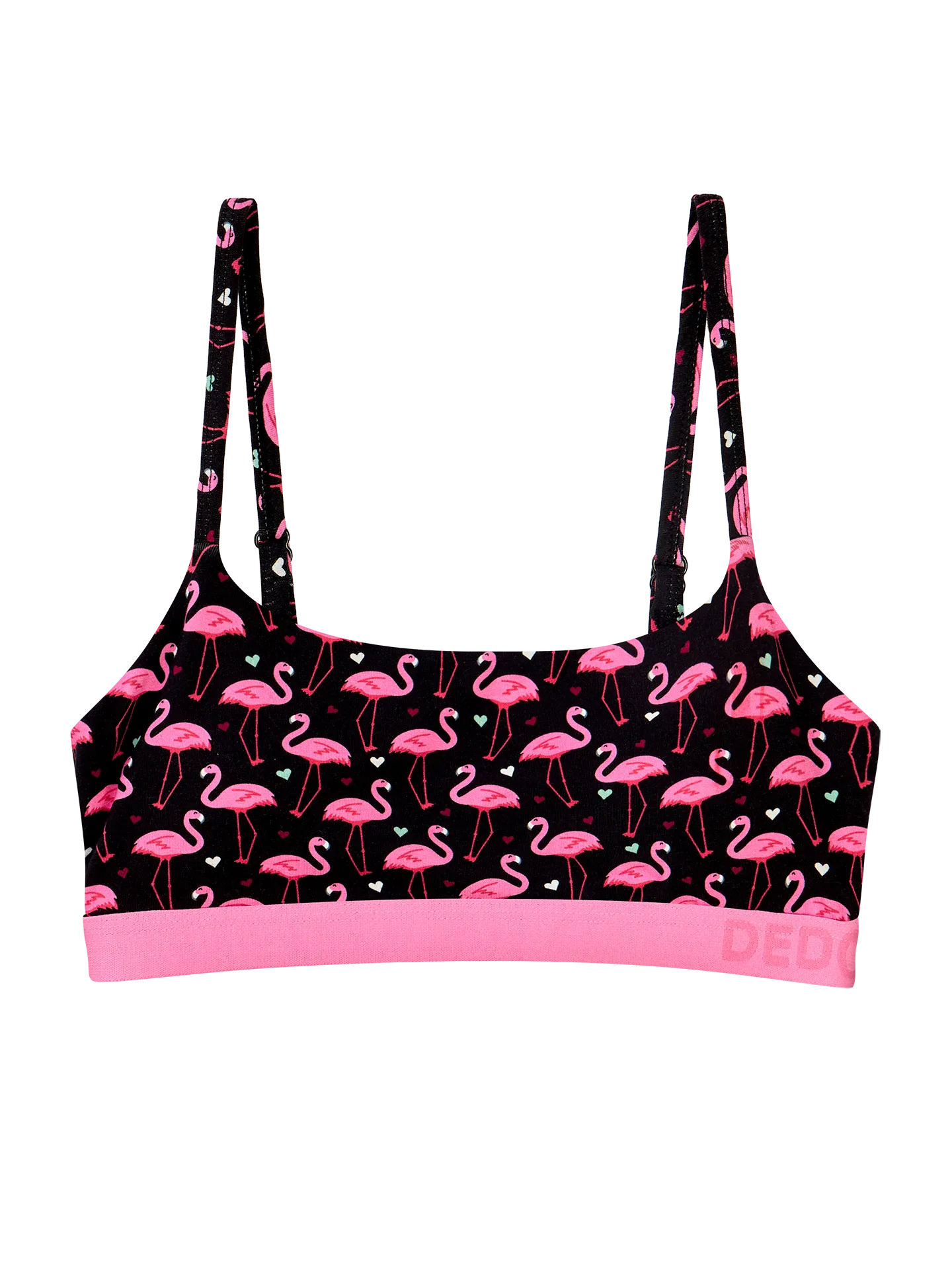 Vrolijke damesbralette Flamingo's en hartjes